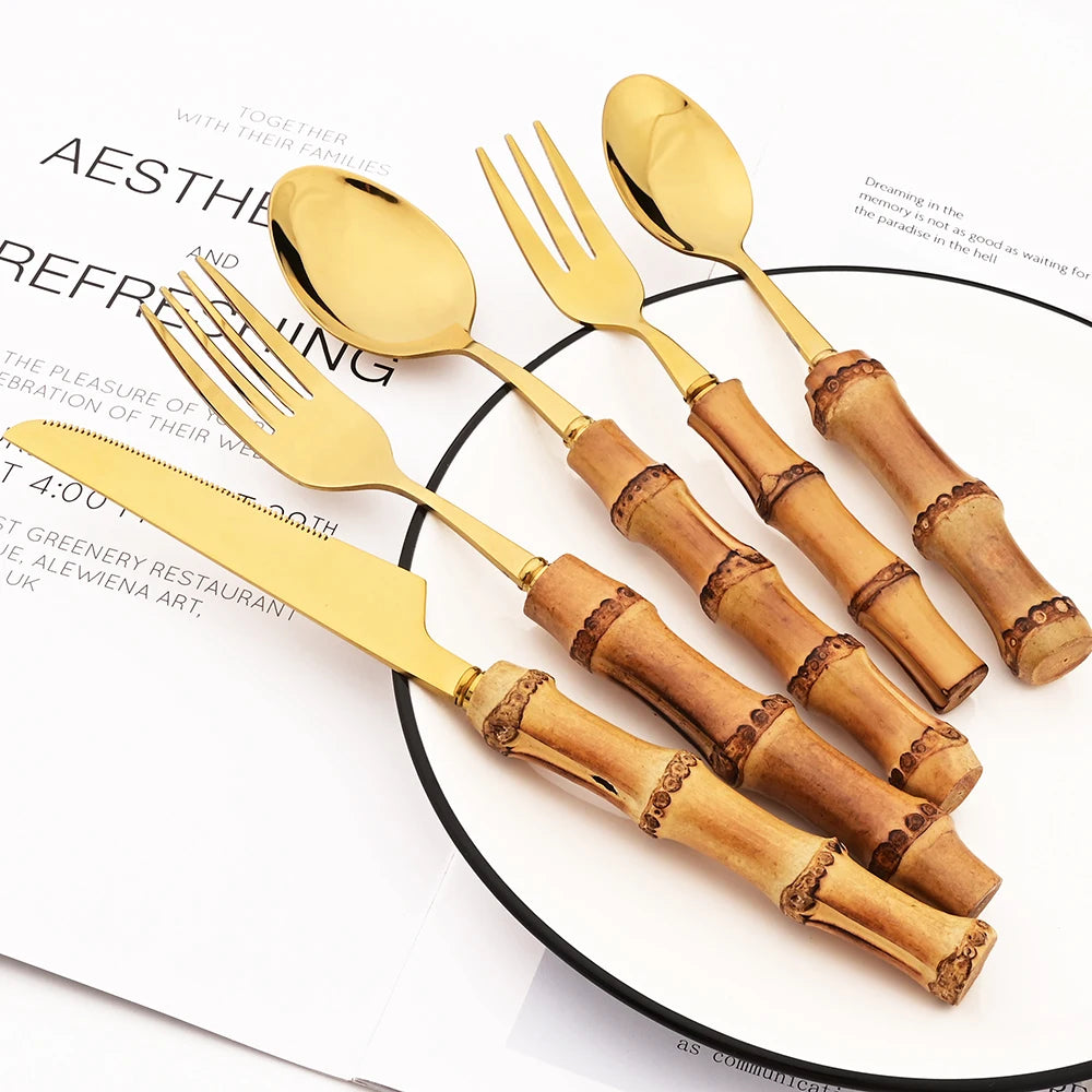 Bamboo tableware set 4/20pcs