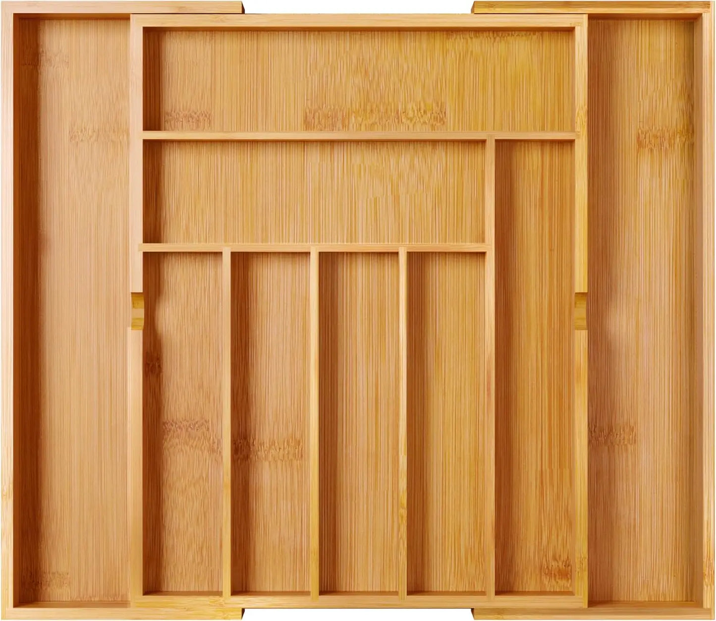 Bamboo cutlery tray expandable