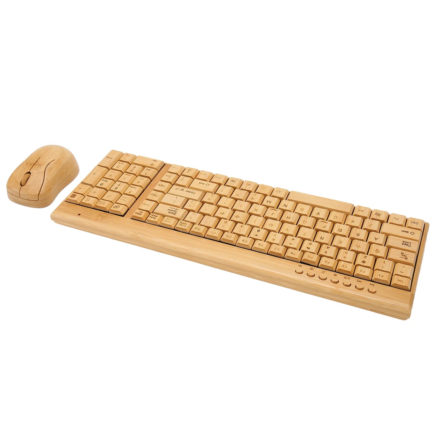 Bamboo Computer Keyboard 1200DPI Mouse for Office Laptop 2.4GHz Wireless