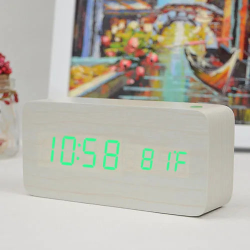 Wooden LED Alarm Clock