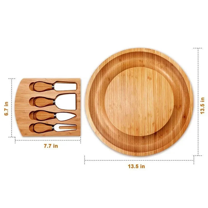 Bamboo Cheese Board Set With Cheese Knife