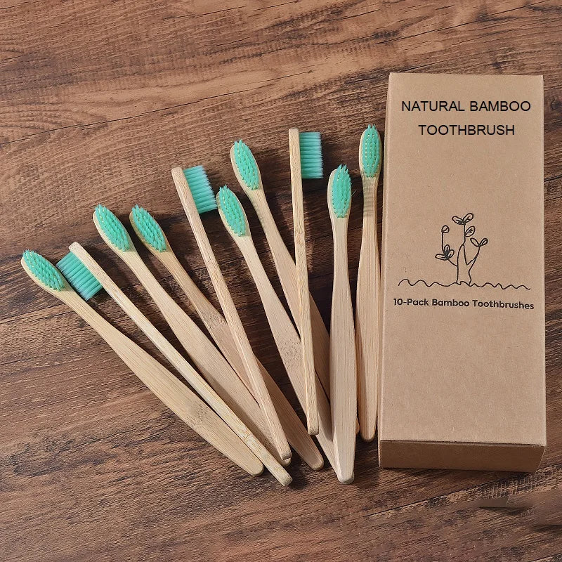10Pcs Bamboo Toothbrush