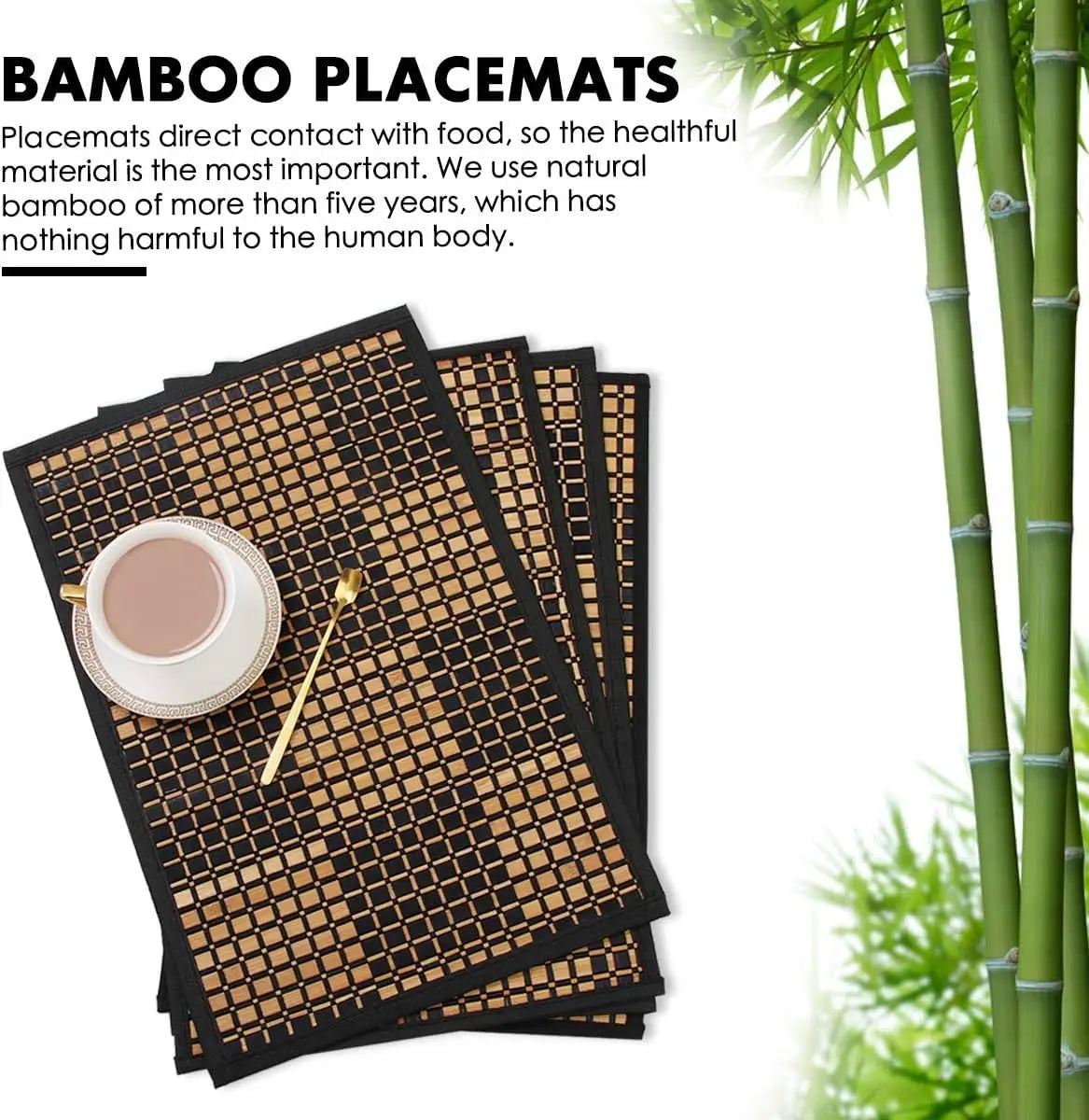 Bamboo Placemats for Dining Table Set of 4
