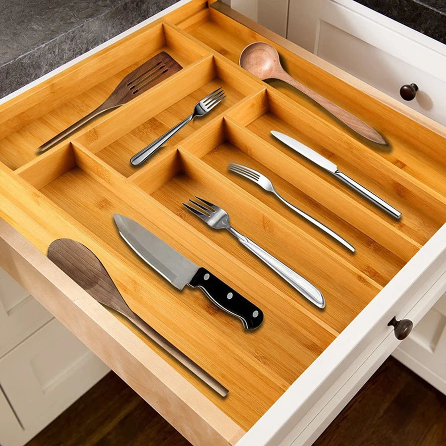 Bamboo Expandable Cutlery Tray