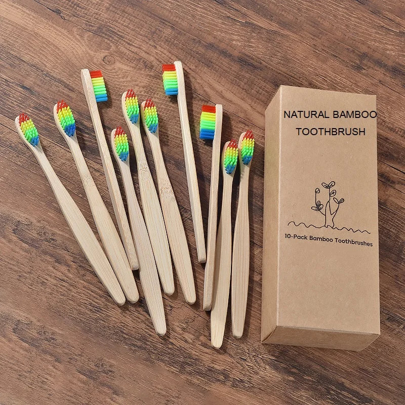 10Pcs Bamboo Toothbrush