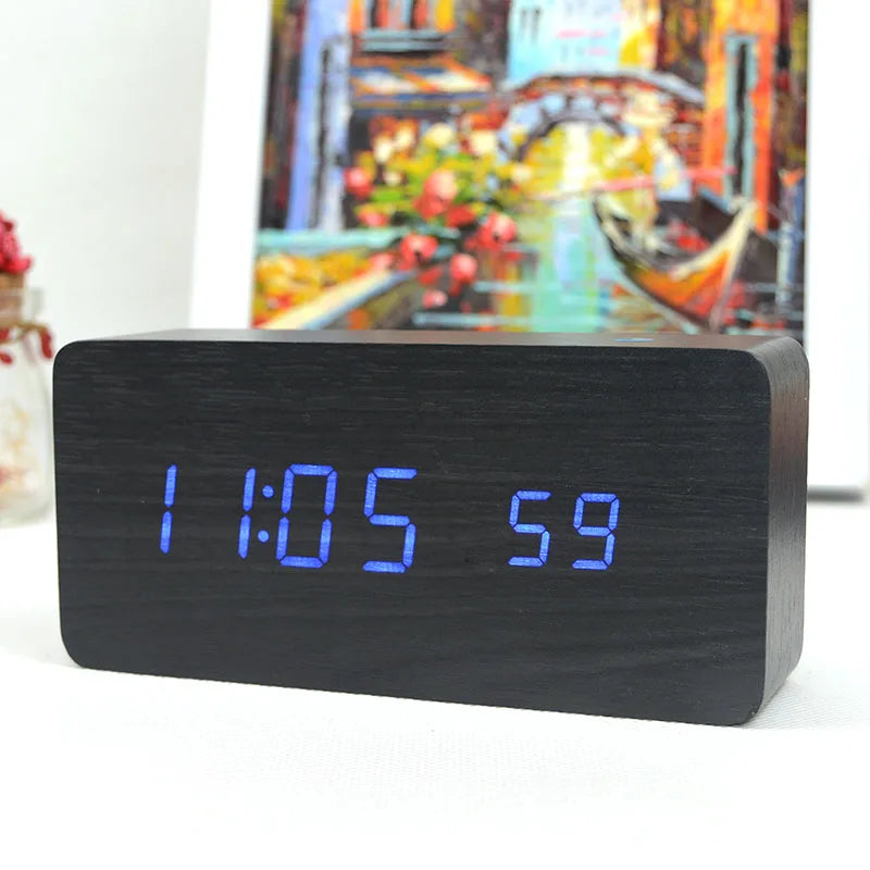 Wooden LED Alarm Clock