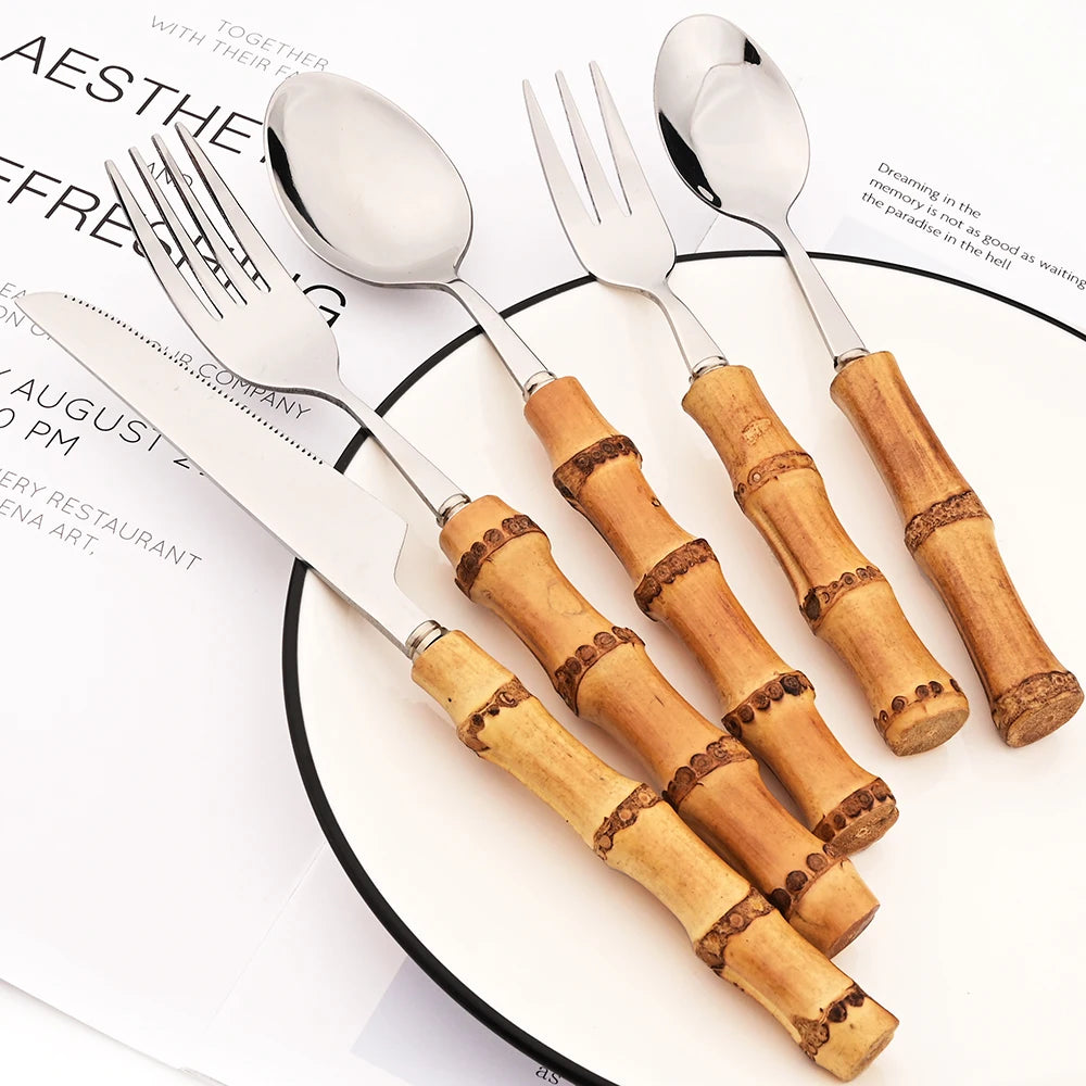 Bamboo tableware set 4/20pcs