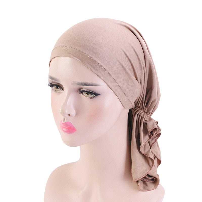 Bamboo cotton Pre-Tied Scarf, Turban Women between 54 models