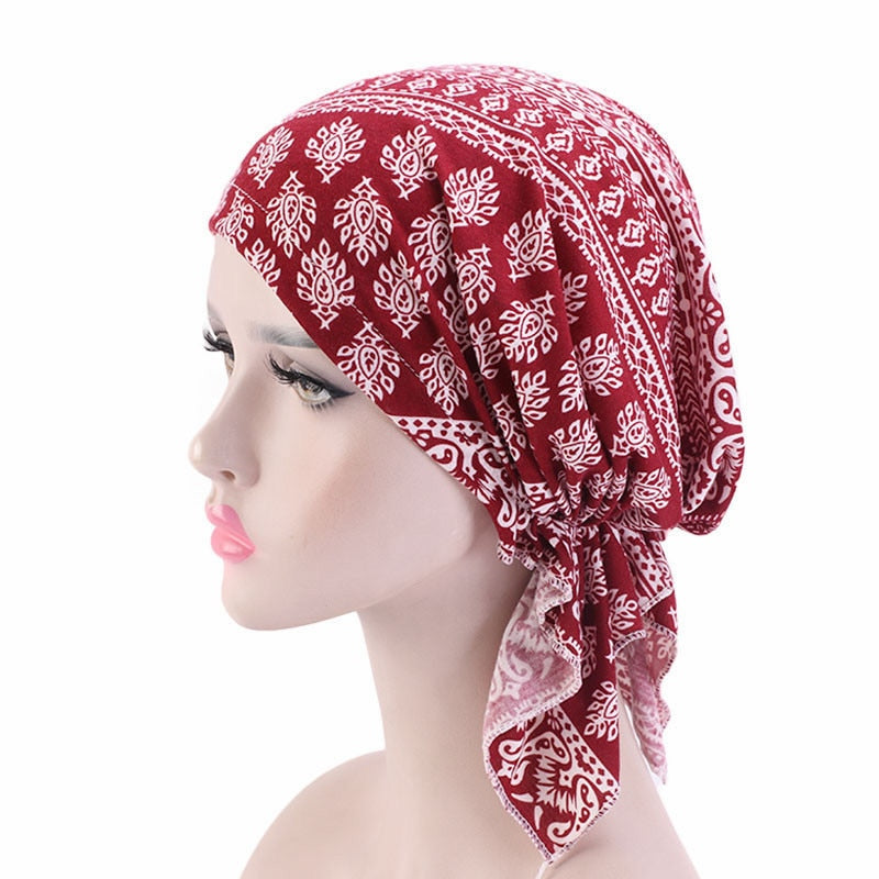 Bamboo cotton Pre-Tied Scarf, Turban Women between 54 models