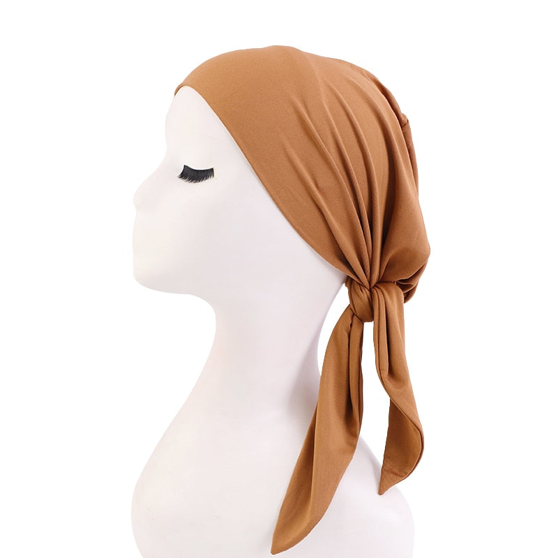 Bamboo cotton Pre-Tied Scarf, Turban Women between 54 models