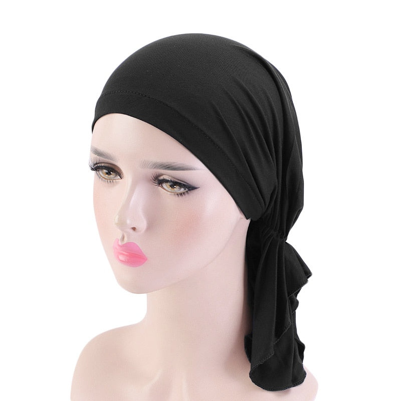 Bamboo cotton Pre-Tied Scarf, Turban Women between 54 models