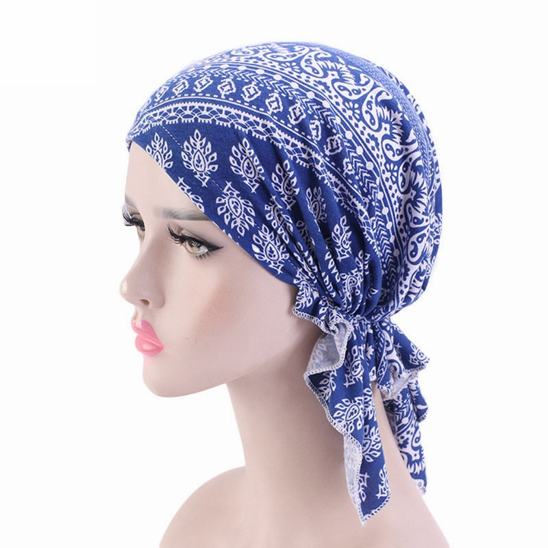 Bamboo cotton Pre-Tied Scarf, Turban Women between 54 models