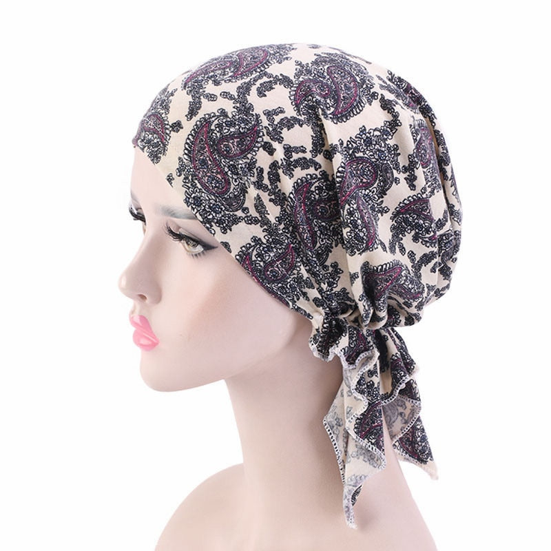 Bamboo cotton Pre-Tied Scarf, Turban Women between 54 models