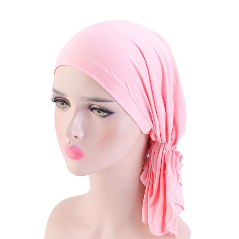 Bamboo cotton Pre-Tied Scarf, Turban Women between 54 models