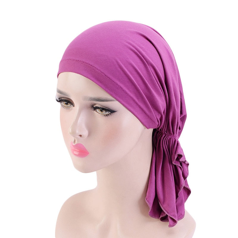 Bamboo cotton Pre-Tied Scarf, Turban Women between 54 models