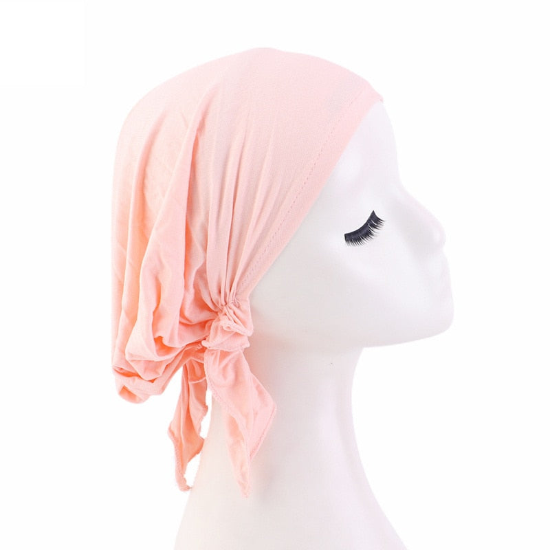 Bamboo cotton Pre-Tied Scarf, Turban Women between 54 models