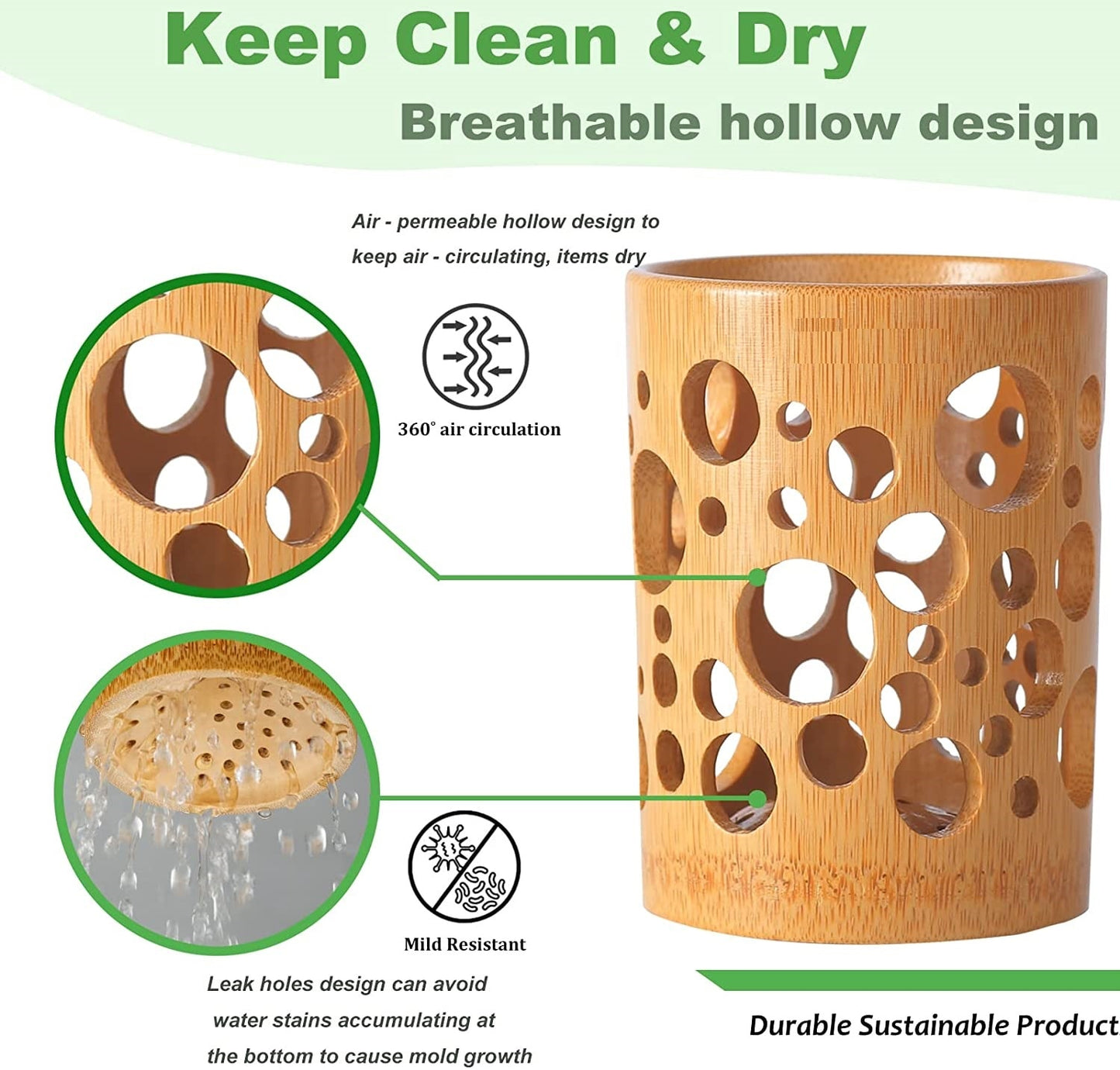 Bamboo Toothbrush Holder