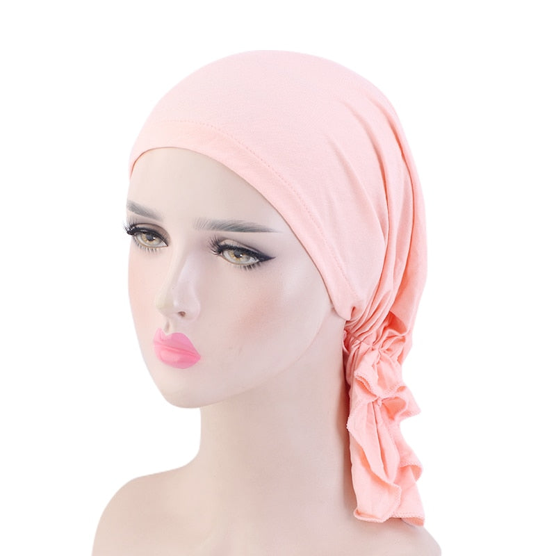 Bamboo cotton Pre-Tied Scarf, Turban Women between 54 models