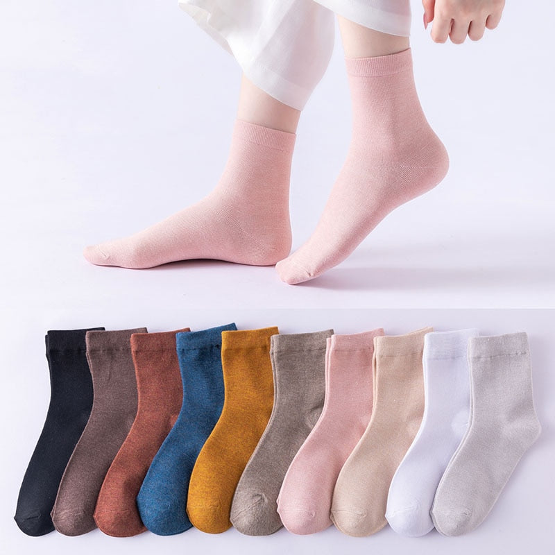 Bamboo Fiber Socks Women's 5 Pairs Colorful