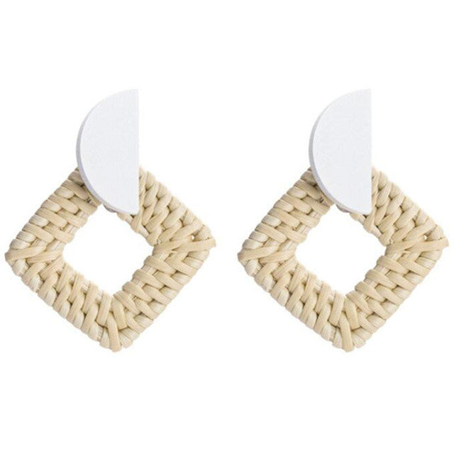 Handmade Bamboo Rattan Jewelry Earrings For Women