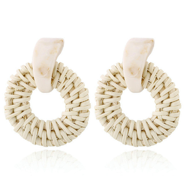 Handmade Bamboo Rattan Jewelry Earrings For Women