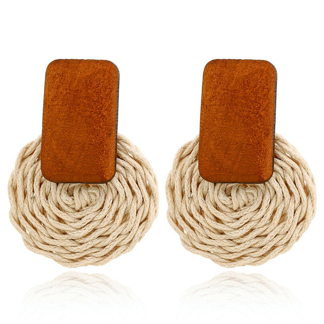 Handmade Bamboo Rattan Jewelry Earrings For Women