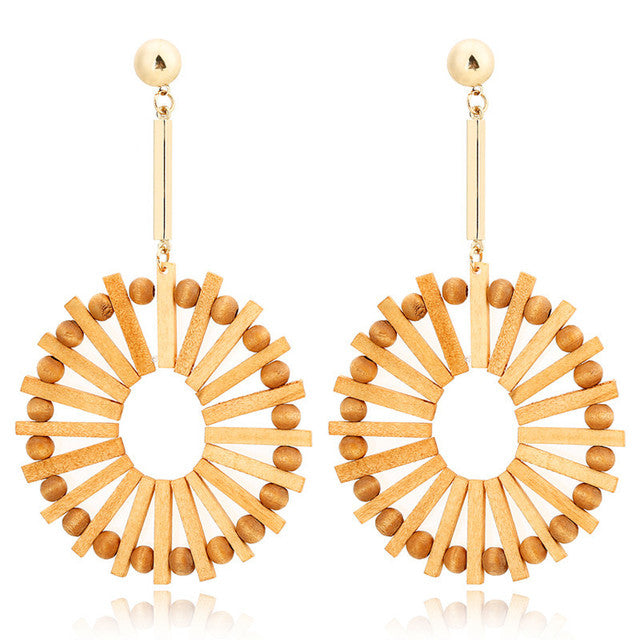 Handmade Bamboo Rattan Jewelry Earrings For Women
