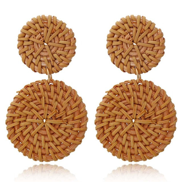 Handmade Bamboo Rattan Jewelry Earrings For Women