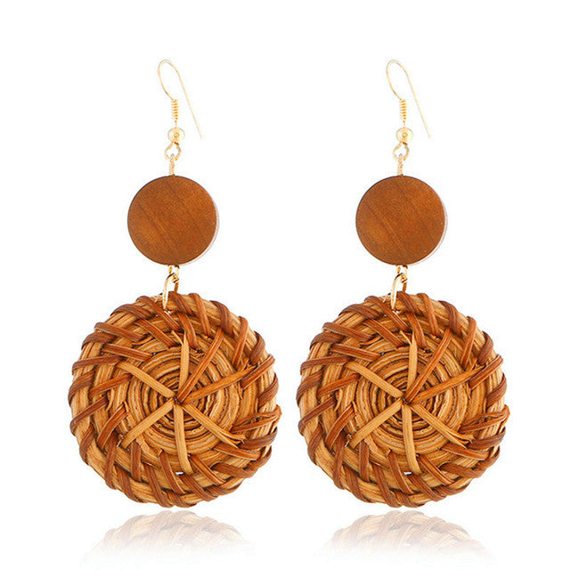 Handmade Bamboo Rattan Jewelry Earrings For Women