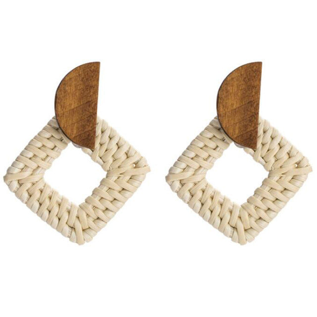 Handmade Bamboo Rattan Jewelry Earrings For Women