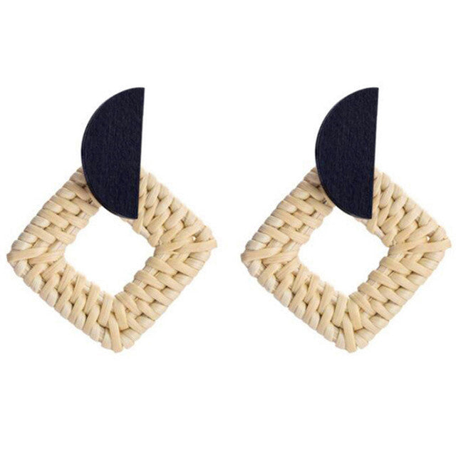 Handmade Bamboo Rattan Jewelry Earrings For Women