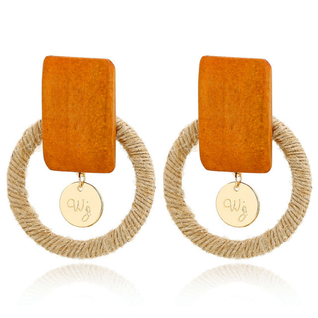 Handmade Bamboo Rattan Jewelry Earrings For Women