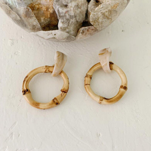 Handmade Bamboo Rattan Jewelry Earrings For Women