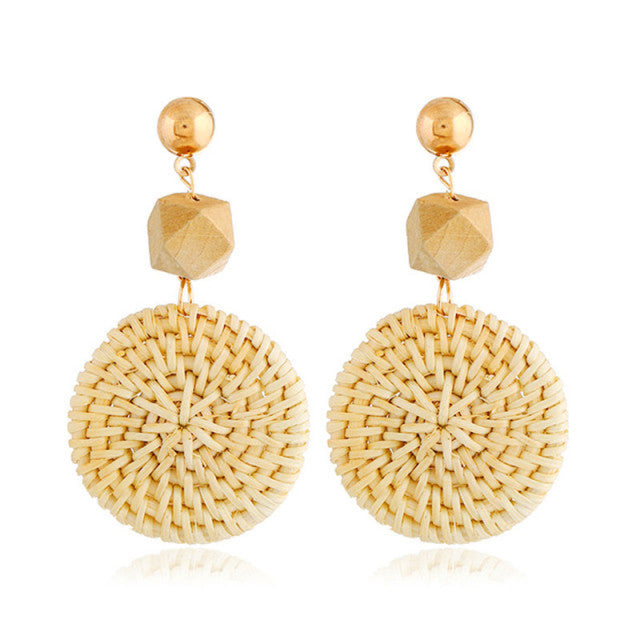 Handmade Bamboo Rattan Jewelry Earrings For Women