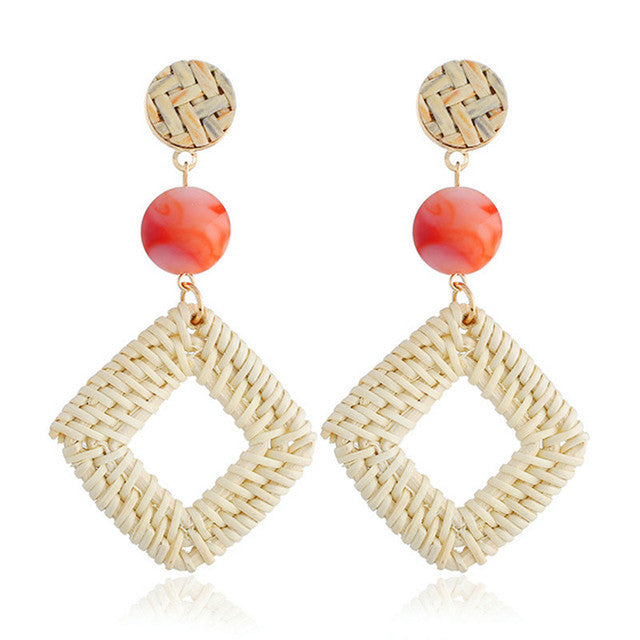 Handmade Bamboo Rattan Jewelry Earrings For Women