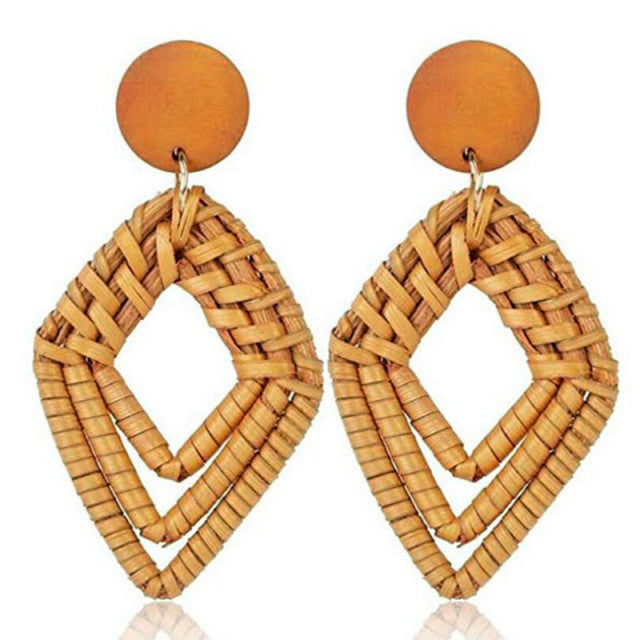 Handmade Bamboo Rattan Jewelry Earrings For Women