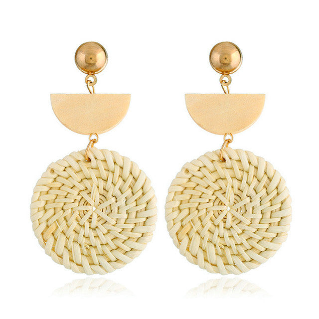 Handmade Bamboo Rattan Jewelry Earrings For Women
