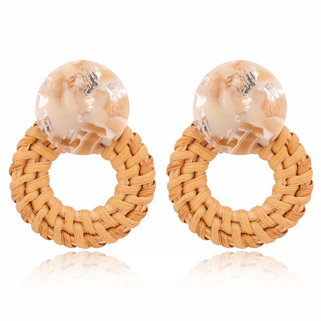Handmade Bamboo Rattan Jewelry Earrings For Women