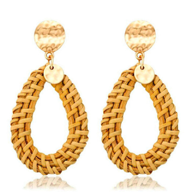 Handmade Bamboo Rattan Jewelry Earrings For Women