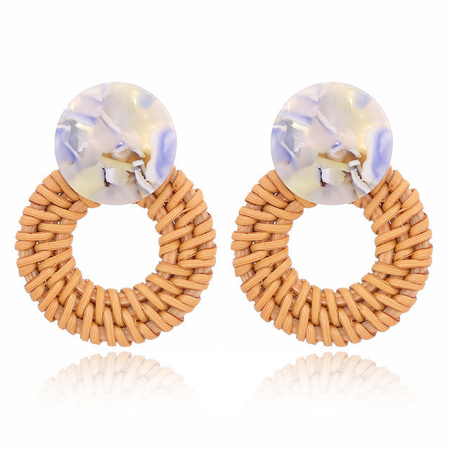 Handmade Bamboo Rattan Jewelry Earrings For Women