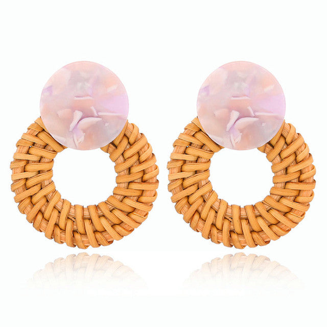 Handmade Bamboo Rattan Jewelry Earrings For Women