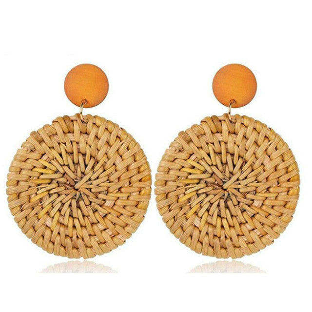 Handmade Bamboo Rattan Jewelry Earrings For Women