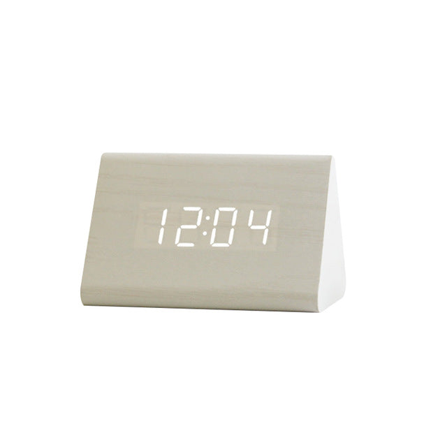 Wood Alarm Clock USB/AAA LED