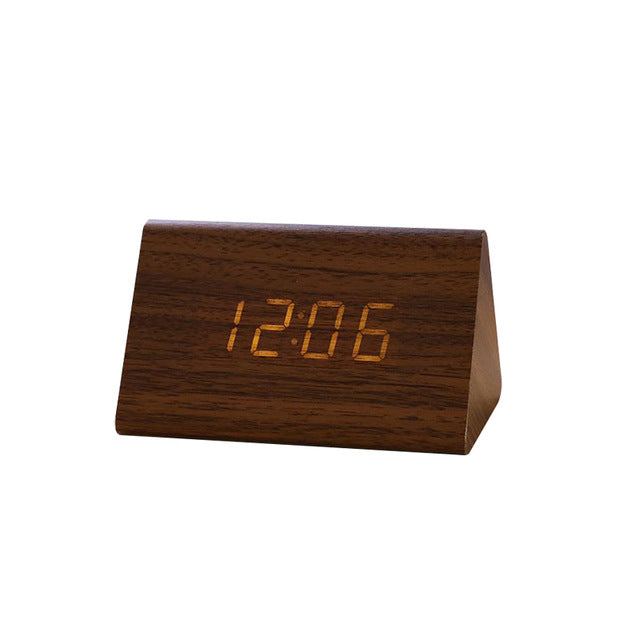 Wood Alarm Clock USB/AAA LED