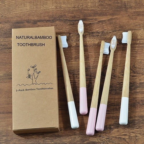 5-Pack  eco friendly bamboo toothbrushes