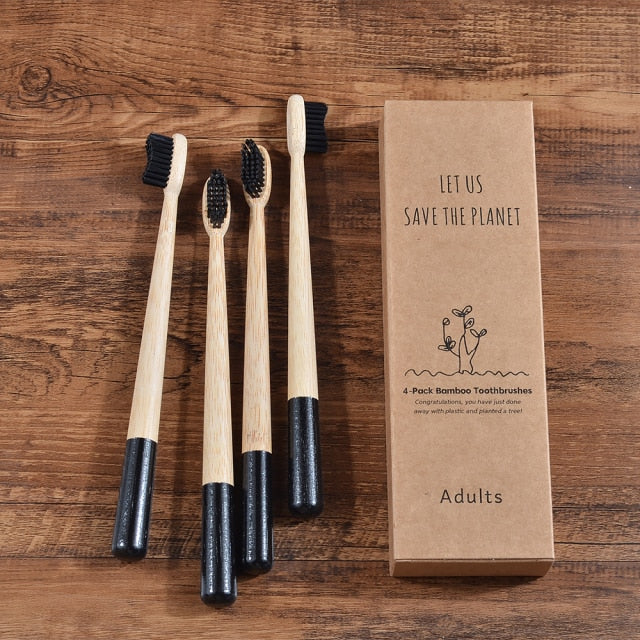 5-Pack  eco friendly bamboo toothbrushes