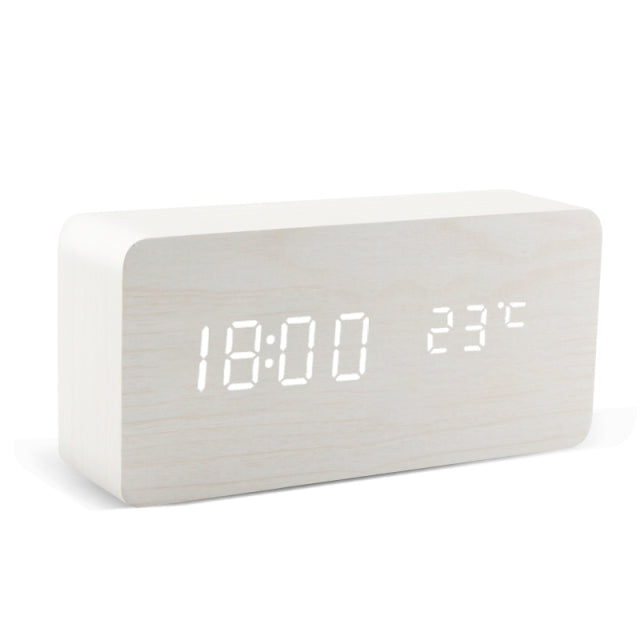 Wood Alarm Clock USB/AAA LED