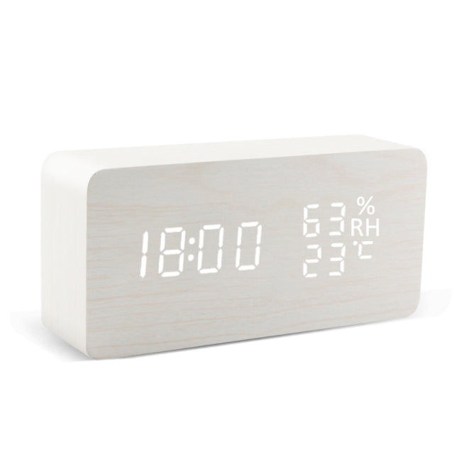 Wood Alarm Clock USB/AAA LED
